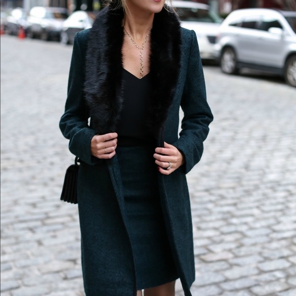 Banana republic / hunter green tweed Italian wool coat small s P - Picture 5 of 11